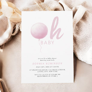 Oh Baby Soft Pastel Rosa Luftballon Baby Mädchen S Einladung