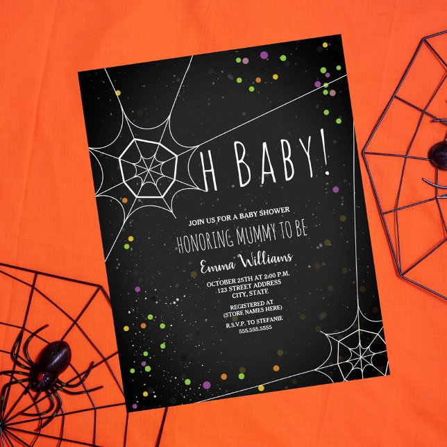 Oh Baby Spiderweb Halloween Baby Shower Einladung (Von Creator hochgeladen)