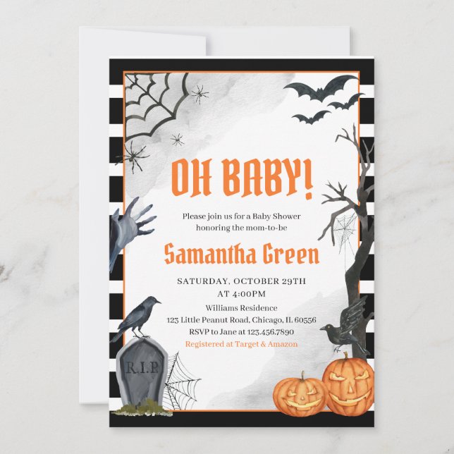 Oh Baby Spooky Halloween Kinderdusche Einladung (Vorderseite)