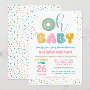 Oh Baby Sprinkle Donut Baby shower Invitation