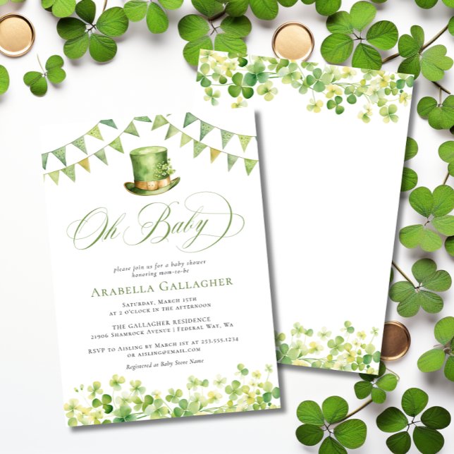 Oh Baby St. Patrick’s Day Green Baby Shower  Einladung (Oh Baby St. Patrick’s Day Green Baby Shower Invitation)