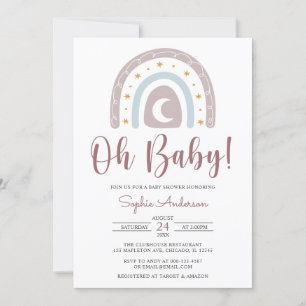 Oh Baby Star und Moon Boho Rainbow Baby Shower Inv Einladung