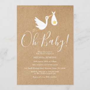 Oh Baby Stork Rustikale Babyparty Einladung