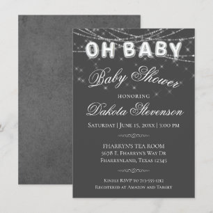 Oh Baby String Light   Dunkelgraue Ballondusche Einladung