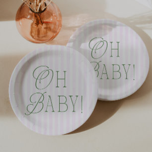 Oh Baby Stripe Preppy Girl Babyparty Pappteller