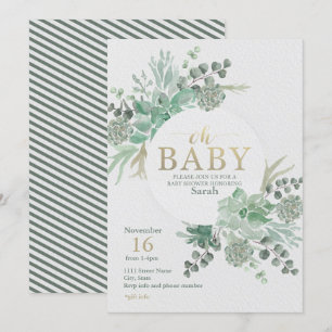 Oh Baby Succulent Baby shower Invitation