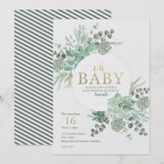 Oh Baby Succulent Baby shower Invitation