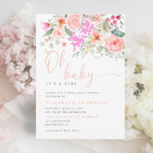 Oh Baby Sunny Garden Floral Girl Babydusche Einladung