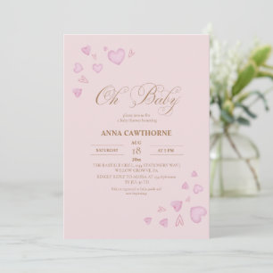 Oh Baby! Süße rosa Herzen Baby Shower Einladung