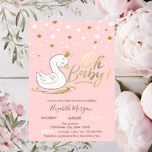 Oh Baby Süßes Baby Schwan Krone Sterne Baby Shower Einladung