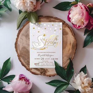 Oh Baby Süßes Baby Schwan Sterne Babyparty Einladung