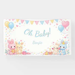 Oh Baby Süßes Häschen Pastell Baby Shower Junge Banner