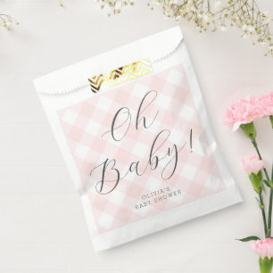 Oh, Baby! Sweet Blush Pink Gingham Baby Dusche Geschenktütchen