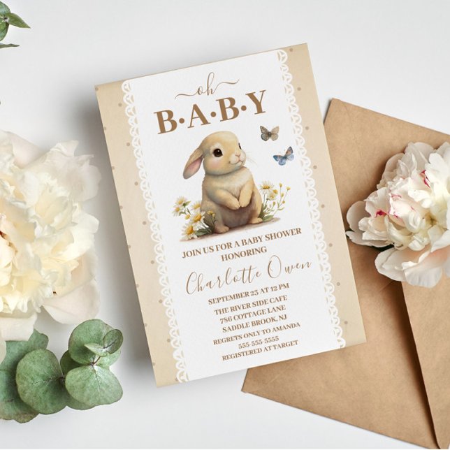 Oh Baby Sweet Bunny Baby shower Invitation (Créateur téléchargé)