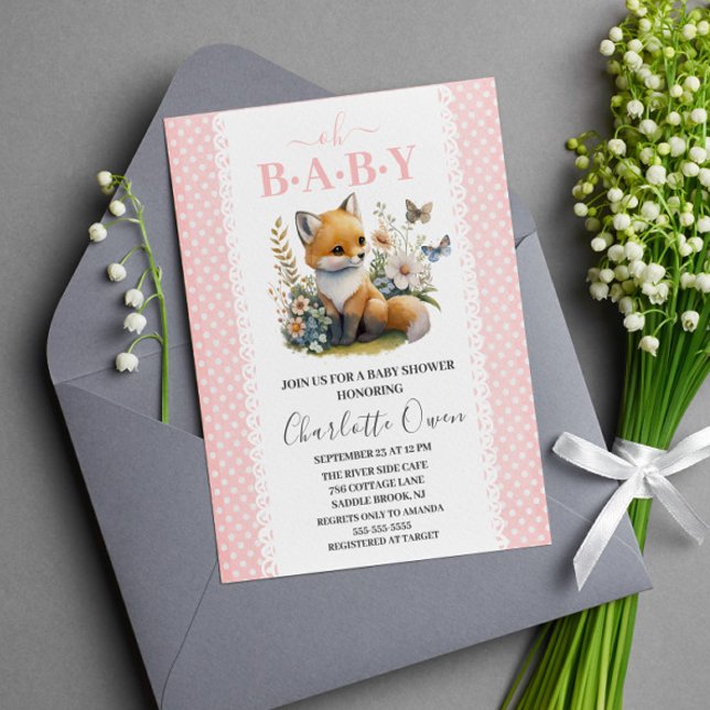 Oh Baby Sweet Foxy Baby shower Invitation Carte po (Créateur téléchargé)