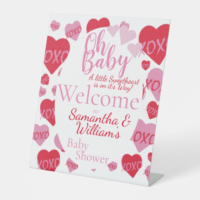 Oh Baby Sweetheart Babydusche Weiß Willkommen Sockelschild (Vorderseite)