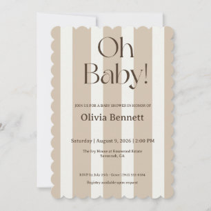 Oh Baby Taupe Streifen Baby Shower Einladung