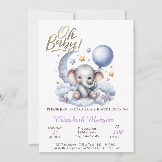 Oh Baby Teddy Bear Baby Dusche Einladung (Vorderseite)