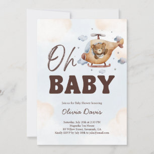 Oh, Baby! Teddy Bear Helicopter Baby Dusche BLAU Einladung
