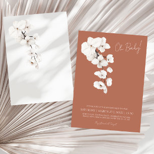 Oh Baby Terracotta White Orchids Babydusche Einladung