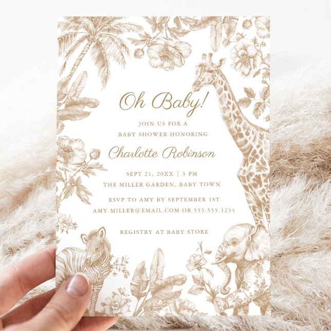 Oh Baby Tropical Jungle Safari Animals Baby Dusche Einladung (Oh Baby Tropical Jungle Safari Animals Baby Shower Invitation)