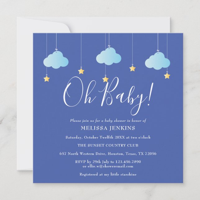 Oh Baby Twinkle Twinkle Baby Dusche / Sprinkle Einladung (Vorderseite)