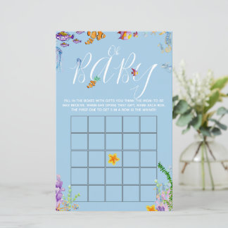 Oh Baby Under the Sea Baby shower Bingo Jeu Flyer