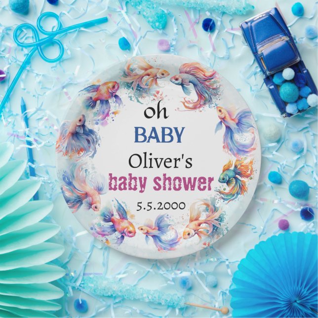 Oh Baby unter dem Meer fischt Babydusche Pappteller (Party)