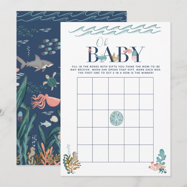 Oh Baby unter dem Sea Baby Shower Bingo Game Einladung (Vorne/Hinten)
