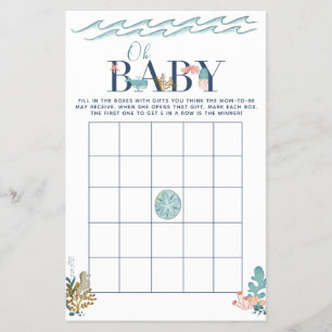 Oh Baby unter dem Sea Baby Shower Bingo Game Flyer