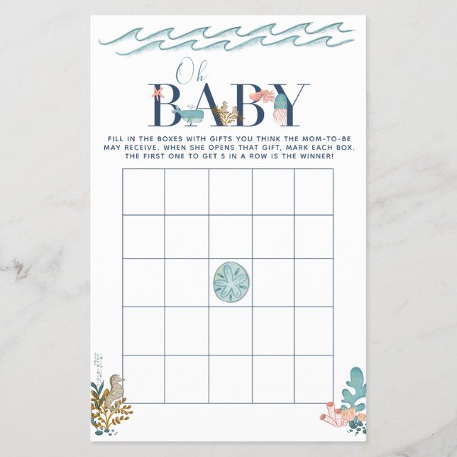Oh Baby unter dem Sea Baby Shower Bingo Game Flyer (Vorne)