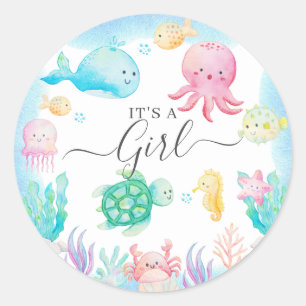 Oh Baby unter der Sea Baby Dusche Runder Aufkleber