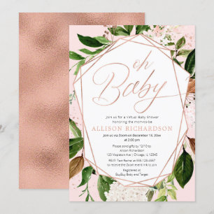 Oh Baby Virtual Baby Shower Girl Rose goldgrün Einladung