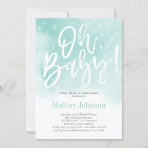 Oh Baby Watercolor Baby Dusche Einladung Blue