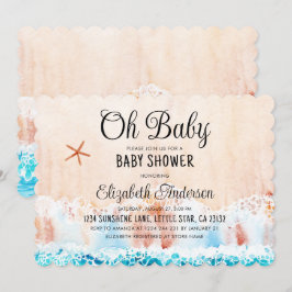 Oh Baby Watercolor Beach Baby Dusche Einladung