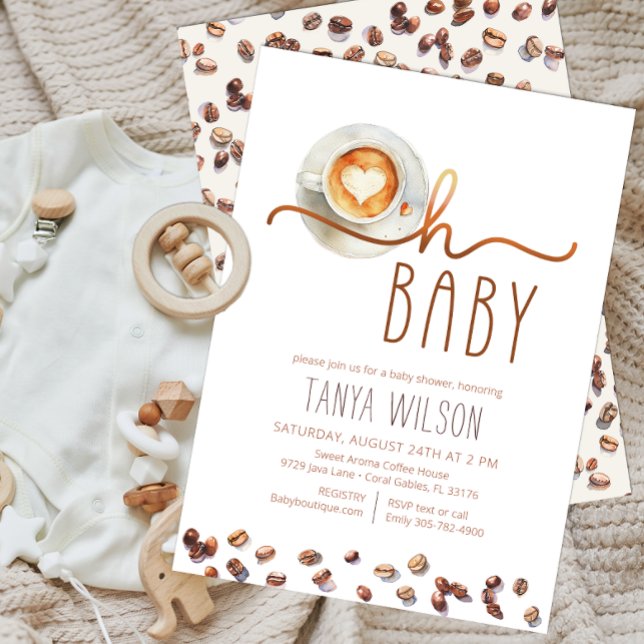 Oh Baby Watercolor Coffee Baby Dusche Einladung (Oh Baby Coffee Baby Shower Invite)