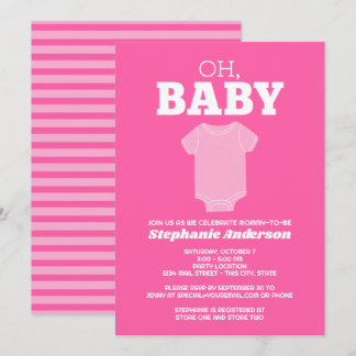 Oh Baby - Whimsical Tee Pastell Rosa Baby-Empfängn Einladung
