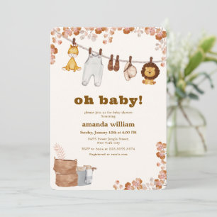 Oh Baby Wilde Jungle Safari Wäscheleine Babyparty Einladung