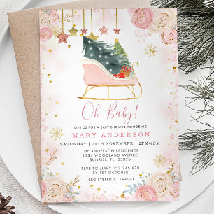 Oh Baby Winter Christmas Sleigh Baby Dusche Einladung