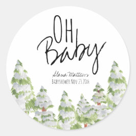 Oh Baby Winter Wald Babydusche Gunst Aufkleber