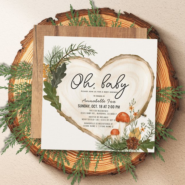 Oh Baby Wood Slice Mushroom Baby Dusche by Mail Einladung (Von Creator hochgeladen)