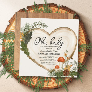 Oh Baby Wood Slice Mushroom Fall Baby Dusche Einladung