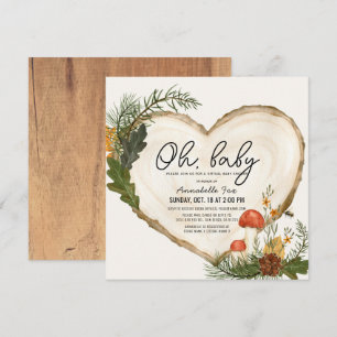 Oh Baby Wood Slice Mushroom Virtual Baby Dusche Einladung