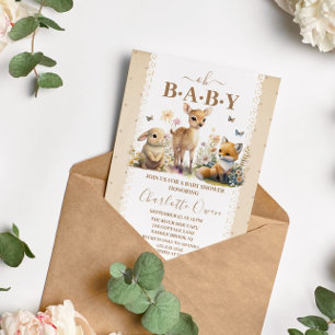 Oh Baby Woodland Animals Kinderdusche Einladung Postkarte