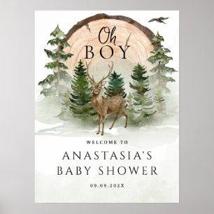 Oh Baby Woodland Aquarelle Affiche de bienvenue ru