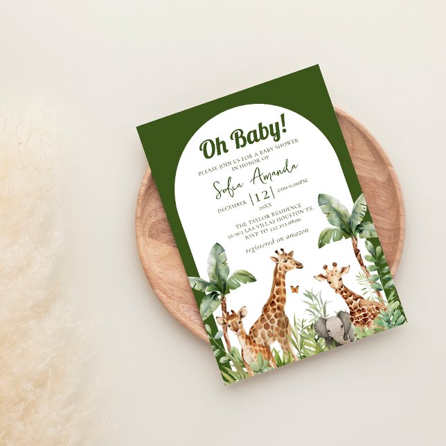 Oh Baby Woodland Niedlich Safari Baby Dusche Einladung (Von Creator hochgeladen)