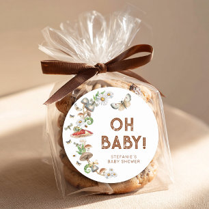 Oh Baby Woodland Pilz Baby Shower Geschenk Runder Aufkleber