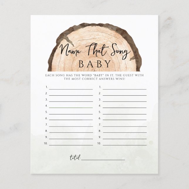 Oh Baby Woodland Rustikaler Name, das Song-Spiel (Vorderseite)