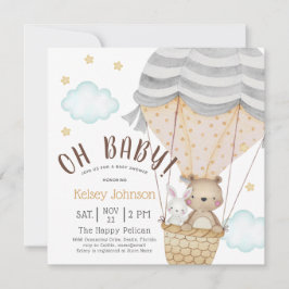 Oh Baby Woodland Teddy Bear Neutral Baby Dusche Einladung