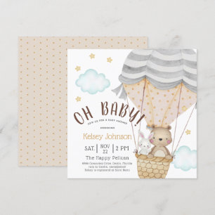 Oh Baby Woodland Teddy Bear Neutral Baby Dusche Einladung
